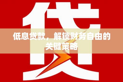 新泰低息贷款，解锁财务自由的关键策略