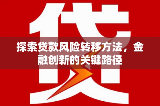 新泰探索贷款风险转移方法，金融创新的关键路径