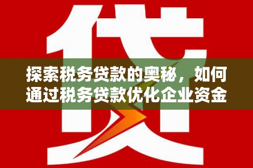新泰探索税务贷款的奥秘，如何通过税务贷款优化企业资金流