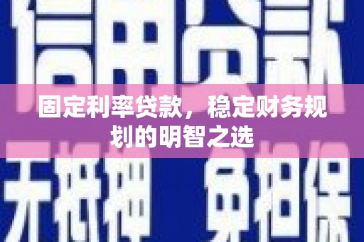 新泰固定利率贷款，稳定财务规划的明智之选