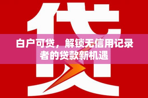 新泰白户可贷，解锁无信用记录者的贷款新机遇