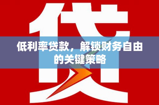 新泰低利率贷款，解锁财务自由的关键策略