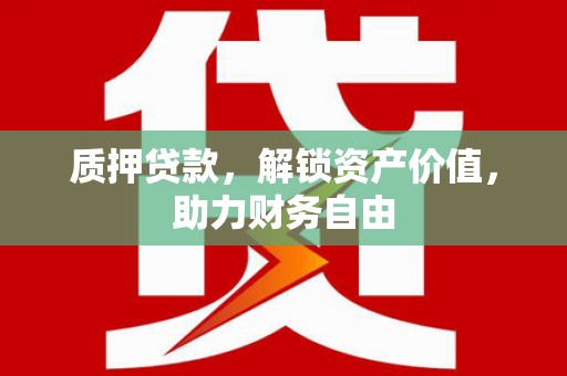 新泰质押贷款，解锁资产价值，助力财务自由