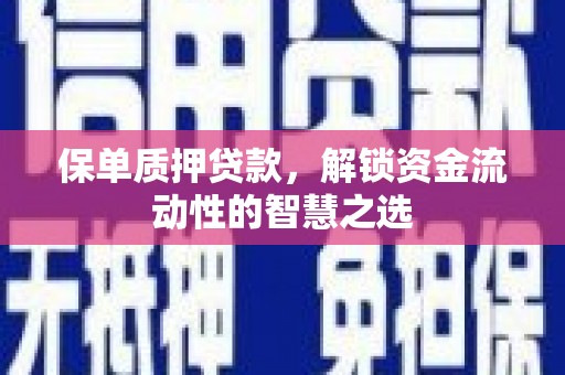 新泰保单质押贷款，解锁资金流动性的智慧之选