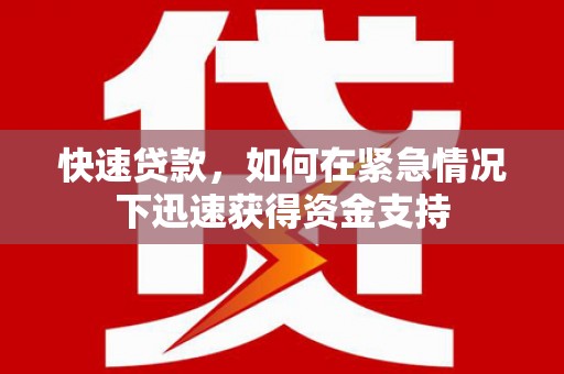 新泰快速贷款，如何在紧急情况下迅速获得资金支持