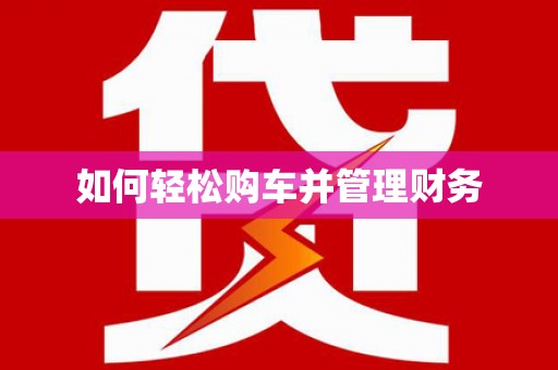 新泰如何轻松购车并管理财务