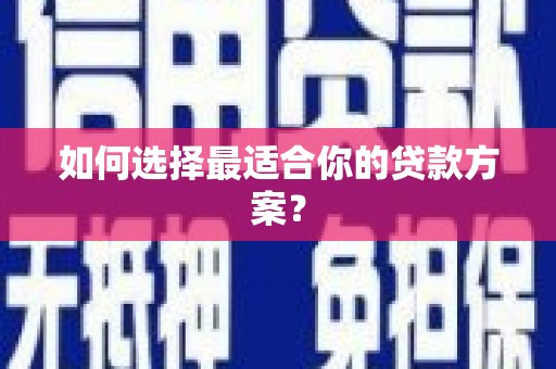 新泰如何选择最适合你的贷款方案？